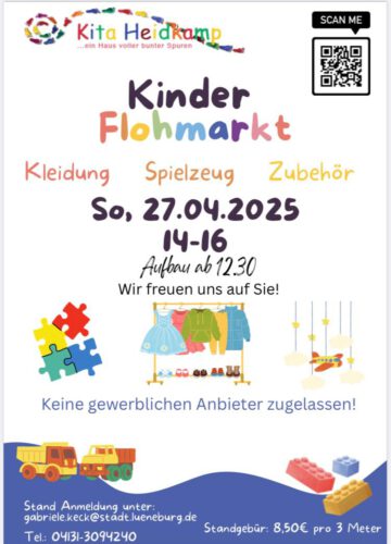 Flohmarkt in der Kita Heidkamp in Lüneburg am 27.04.25 von 14-16 Uhr