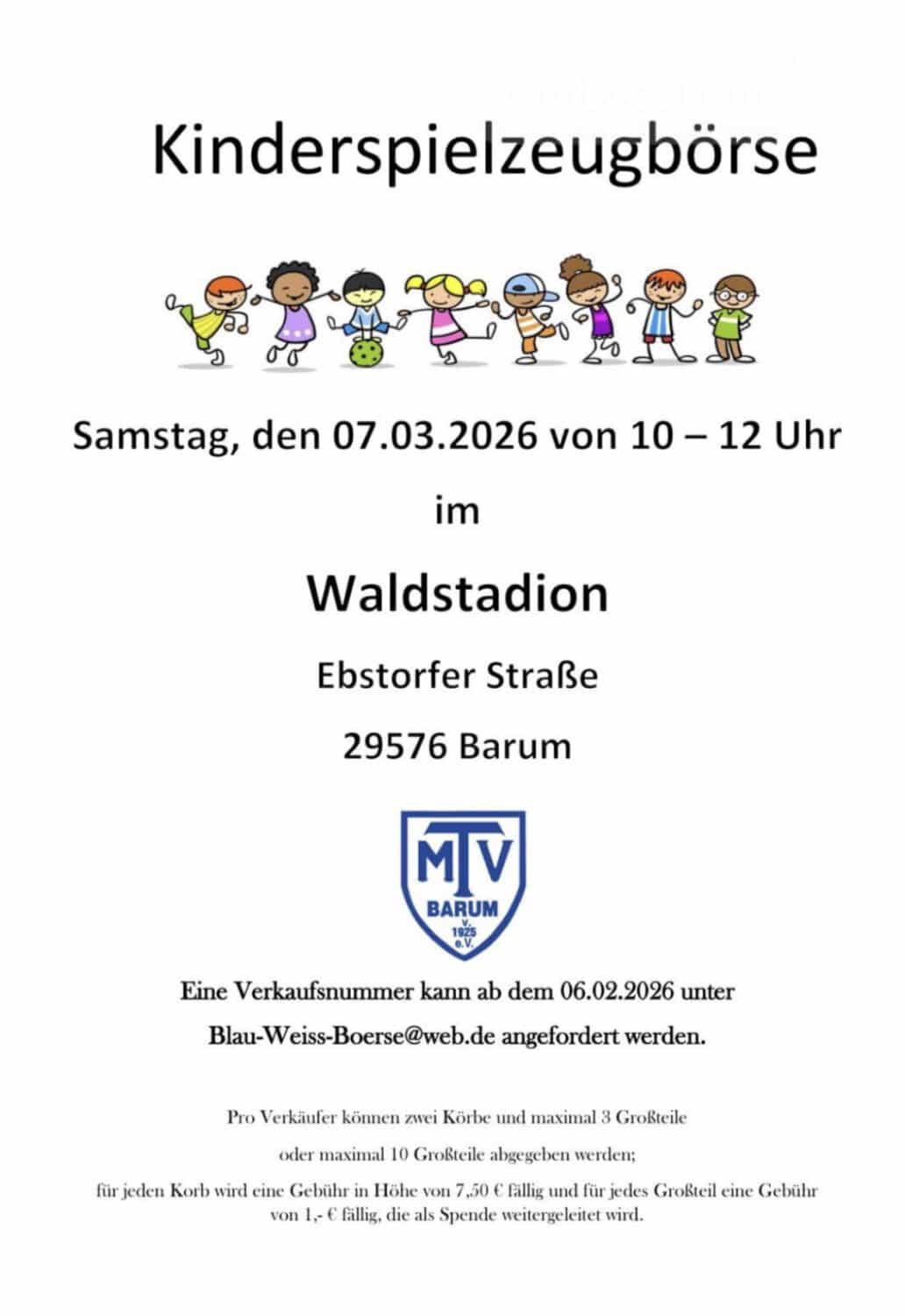 Kinderspielzeugbörse im Waldstadion Barum