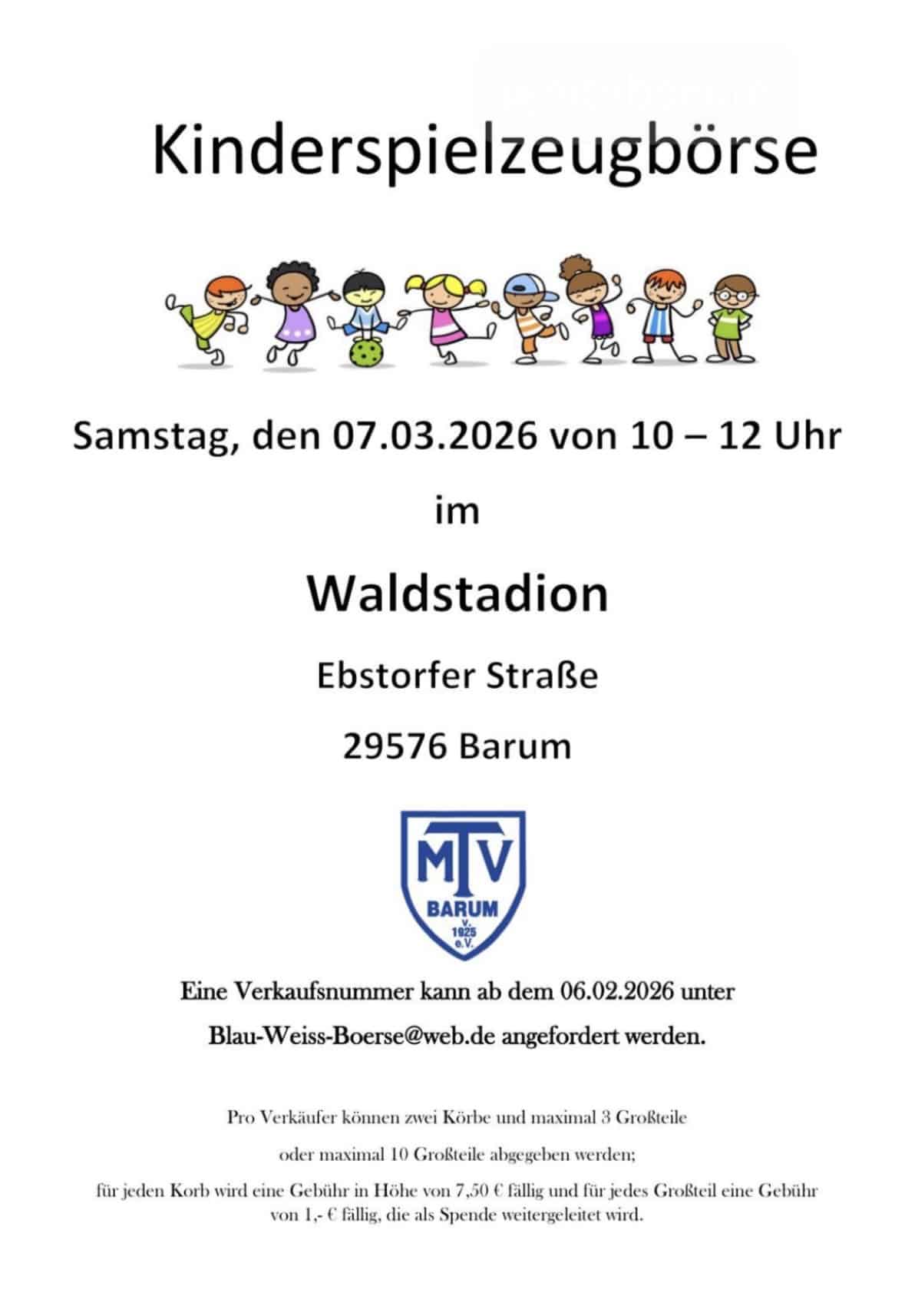 Kinderspielzeugbörse im Waldstadion Barum